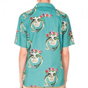SKULL PATTERN SHIRT-TEAL