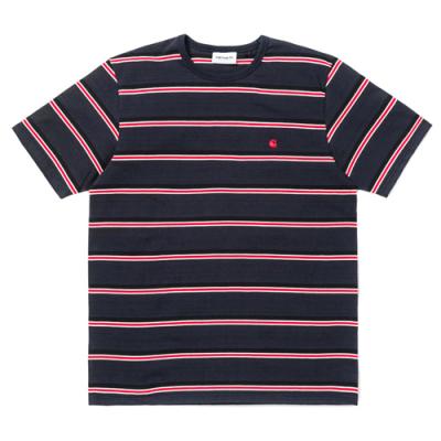 (I024815)S/S HILL T-SHIRT-HILL STRIPE, DARK NAVY/GOJI