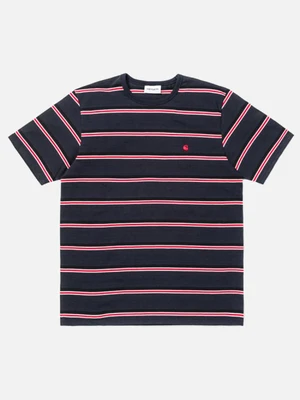 (I024815)S/S HILL T-SHIRT-HILL STRIPE, DARK NAVY/GOJI
