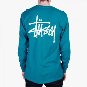 BASIC STUSSY LS TEE-D TEAL