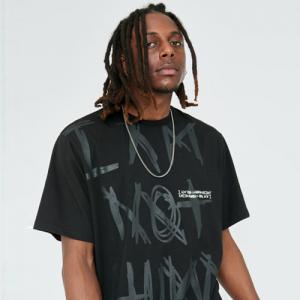 OVERLAP LOGO T-SHIRT-BLACK