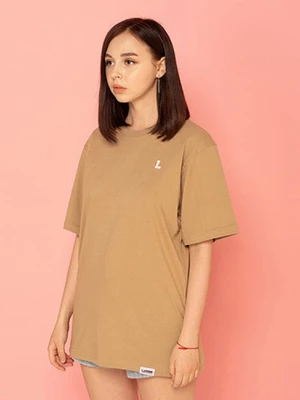 BASIC L LOGO S/S TEE-BEIGE