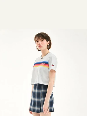 RAINBOW CROPPED T-SHIRT HS [WHITE]