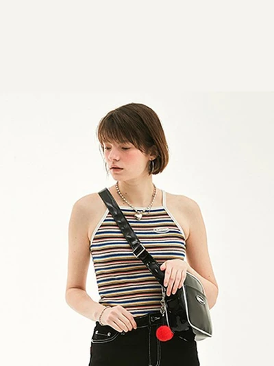 CIRCLE LOGO HALTER NECK HS [RAINBOW]