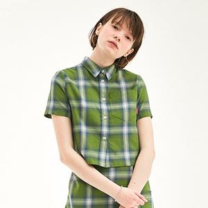 CROPPED CHECK SHIRT HS [GREEN]