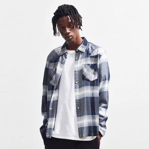 SHADOW PLAID WESTERN LS SHIRT-INDIGO