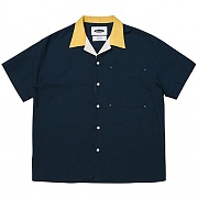 Multi Panel Open-collar Shirts  (navy)
