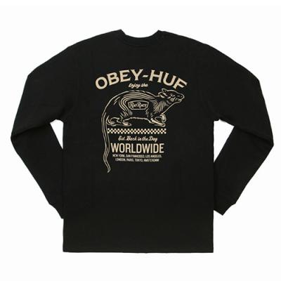 HUF X OBEY RAT RACE LS TEE-BLK