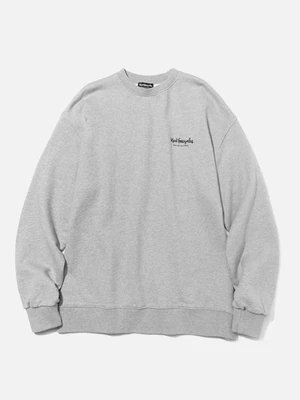 (MG1807CR06) BROKEN SKATEBOARD DRAWING CREWNECK GRAY