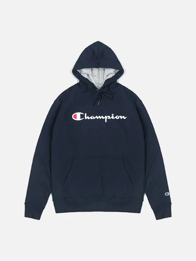 (GF89H) 파워블렌드 스크립트 프린트 후드티 NAVY