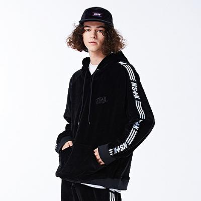 NSTK LINE VELOURS HOODIE BLACK