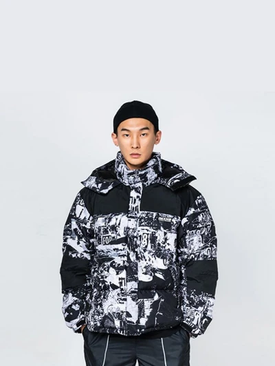 TORN PICTURES HEAVY WEIGHT DUCK DOWN JACKET - WHITE/BLACK
