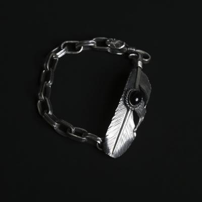 Feather with Onyx Chain Bracelet