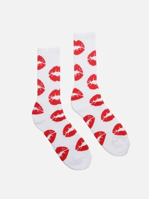 LIPS CREW SOCK-WHITE
