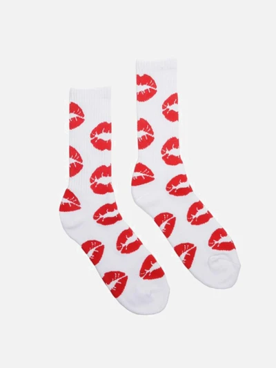 LIPS CREW SOCK-WHITE