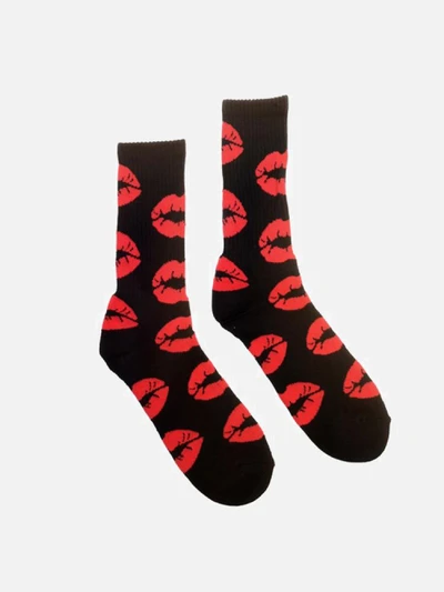 LIPS CREW SOCK-BLACK