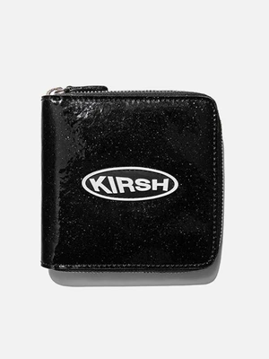 GLITTER CIRCLE LOGO HALF WALLET IS [BLACK]