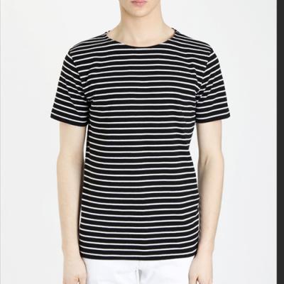 ISTKUNST BOAT NECK STRIPE TEE-BLACK