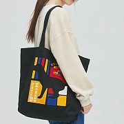 Flag Panel Embroi Canvas Bag black