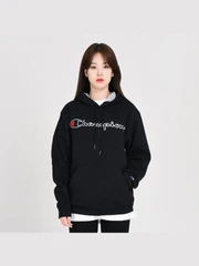 (GF89H) 파워블렌드 스크립트 자수 후드티 BLACK
