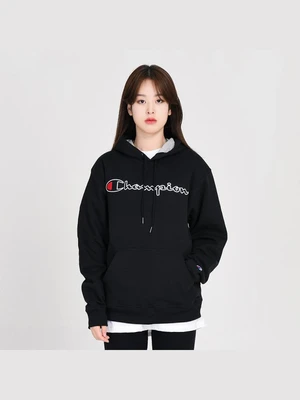 (GF89H) 파워블렌드 스크립트 자수 후드티 BLACK