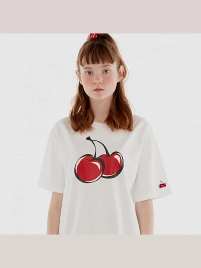 BIG CHERRY GLITTER T-SHIRT IH [WHITE]