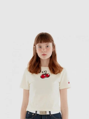 HEART CHERRY CROPPED T-SHIRT IH [WHITE]
