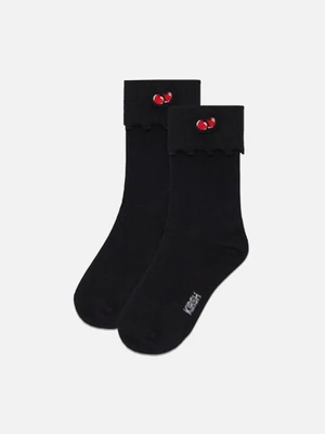 CHERRY WAVE SOCKS IH [BLACK]