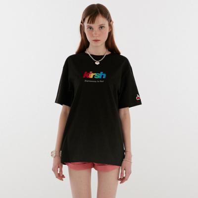 GLITTER RAINBOW LOGO T-SHIRT IH [BLACK]