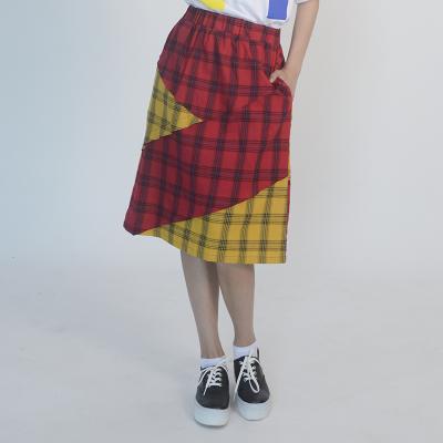 Check Midi Skirt (RED)