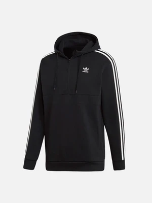 (ED6050) 3-STRIPES HALF ZIP HOODIE-BLACK