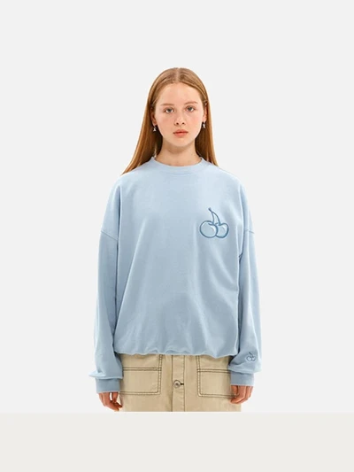 TONE ON TONE MIDDLE CHERRY SWEATSHIRT JS [LIGHT BLUE]
