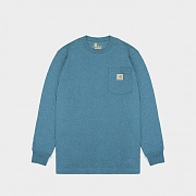 (K126) 워크 포켓 긴팔티 OCEAN BLUE HEATHER (I37)