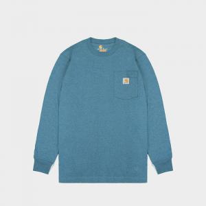 (K126) 워크 포켓 긴팔티 OCEAN BLUE HEATHER (I37)