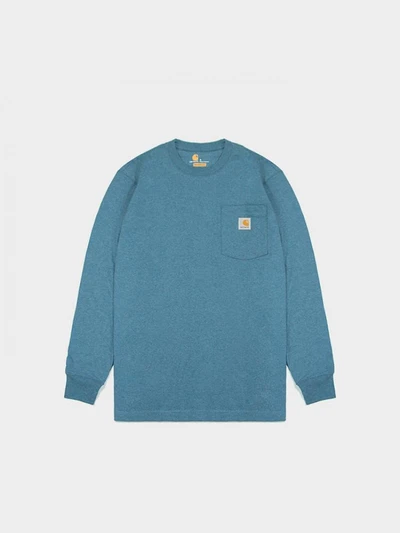 (K126) 워크 포켓 긴팔티 OCEAN BLUE HEATHER (I37)