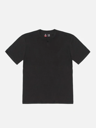 BASIC S/S HENLEY TEE-WASHED BLACK